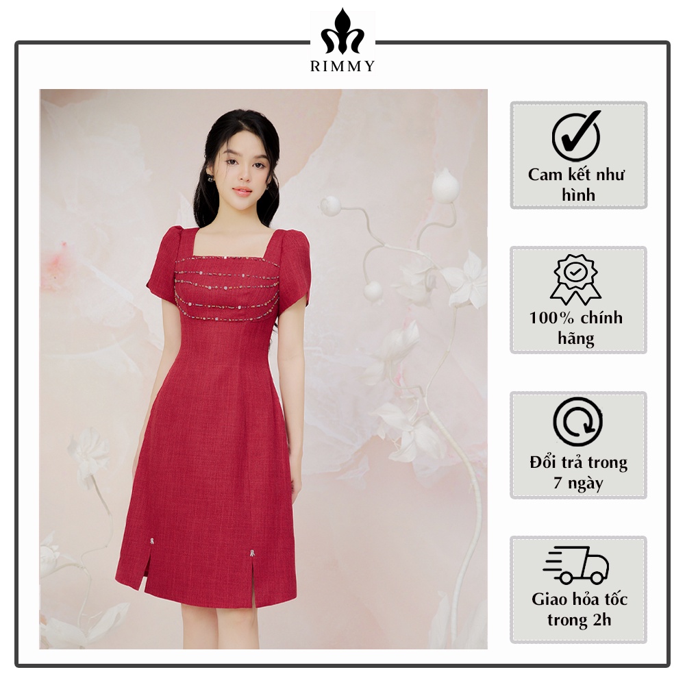 Đầm thiết kế đỏ đính đá bắt sáng Mila Dress [RIMMY]