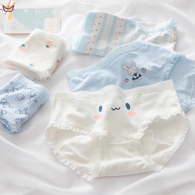 Quần Lót Tam Giác Bằng Cotton Nguyên Chất In Họa Tiết Dễ Thương Cho Nữ