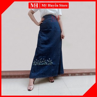 Váy Chống Nắng Dày Chống Tia UV 100% Chất Liệu Jean Mềm Có Thêu Họa Tiết Hoa Trinh Nữ Mỹ Huyền Store