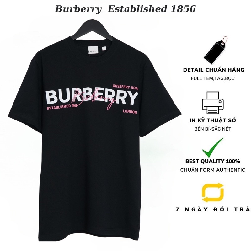 Áo thun Burberry Established nam nữ mới nhất Áo BBR in chữ Hồng mới nhất