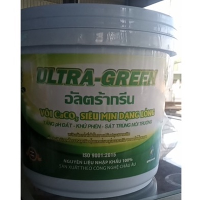 VÔI NƯỚC ULTRA-GREEN (xô 4L) - Tăng pH đất nhanh và ổn định. - Khử phèn, giảm chua hiệu quả. - Khử trùng, sát khuẩn đất