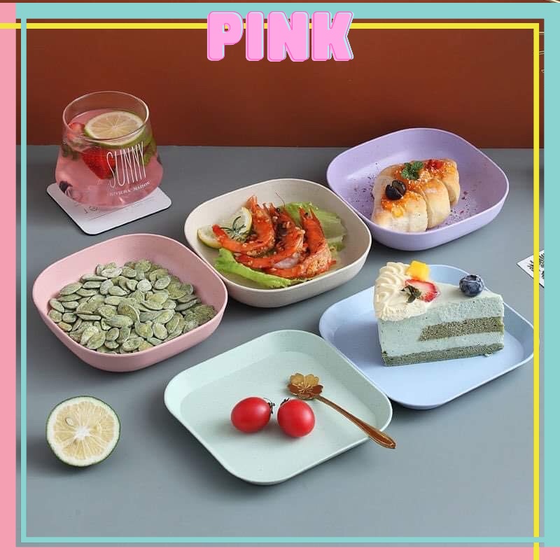 Đĩa Nhựa Lúa Mạch Đựng Thức Ăn, Trái Cây Bánh Kẹo Pinkwish