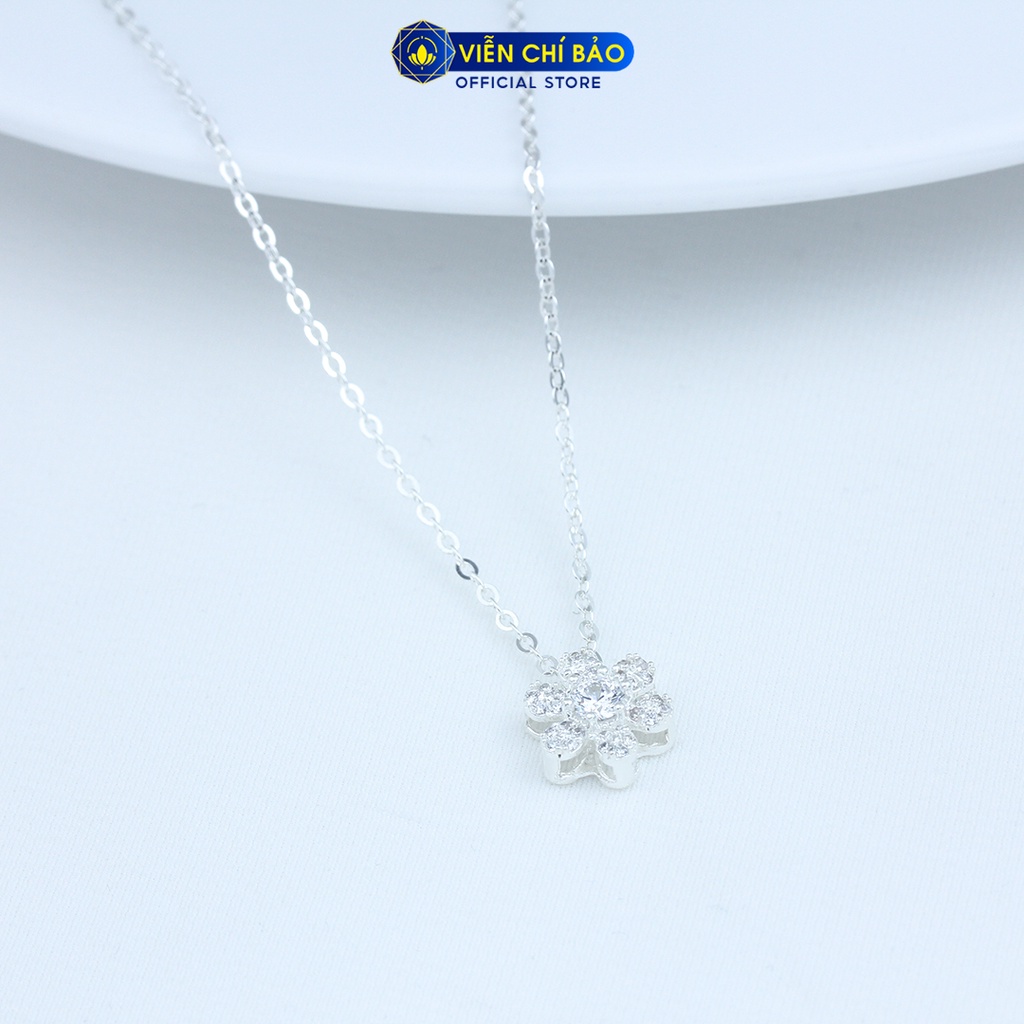 Dây chuyền hoa 6 cánh đính đá chất liệu bạc 925 thời trang phụ kiện trang sức nữ Viễn Chí Bảo D400811