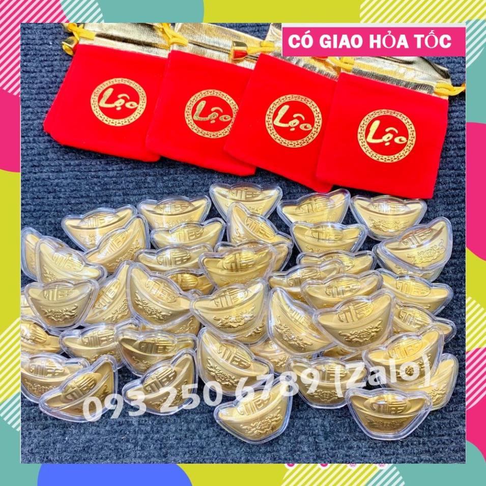 VIP Combo Sỉ 100 Thỏi Vàng Thần Tài Tài Lộc Mạ Vàng Kèm Túi Gấm Phúc, Lộc Siêu Đẹp, Phong Thuỷ