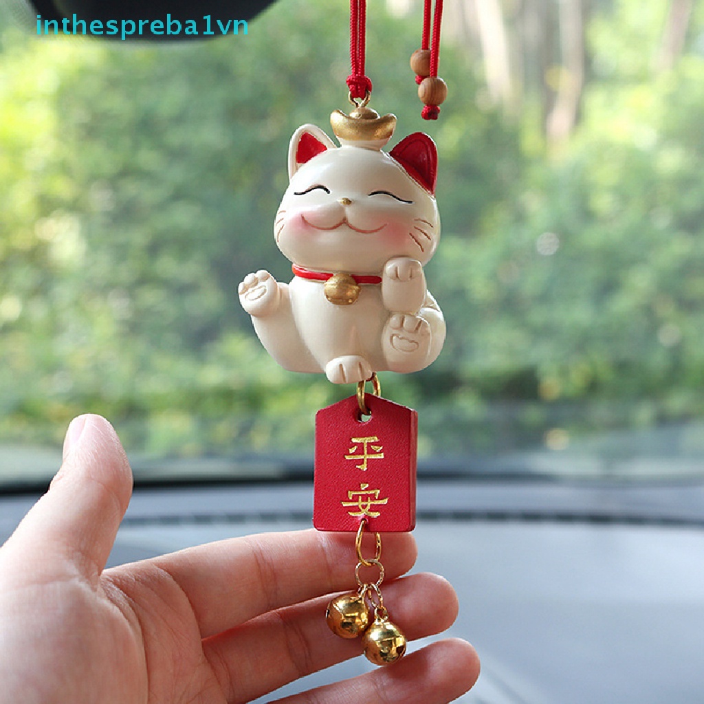 Mặt Dây Chuyền Hình Mèo May Mắn Sáng Tạo Treo Kính Chiếu Hậu Xe Hơi Cho Nữ inthespreba1vn