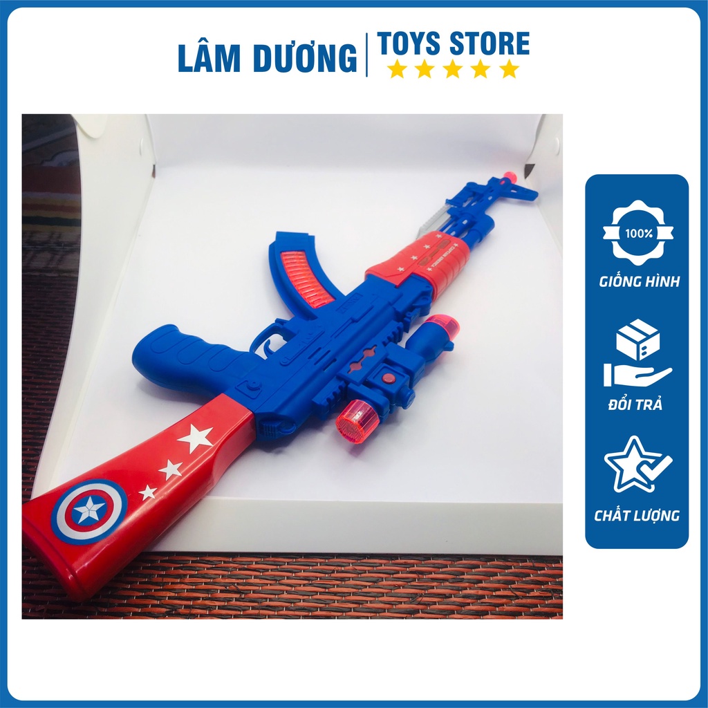 Súng nhựa chạy pin AK 47 xanh capital phát đèn nhạc cho bé trai đồ chơi trẻ em LÂM DƯƠNG TOYS