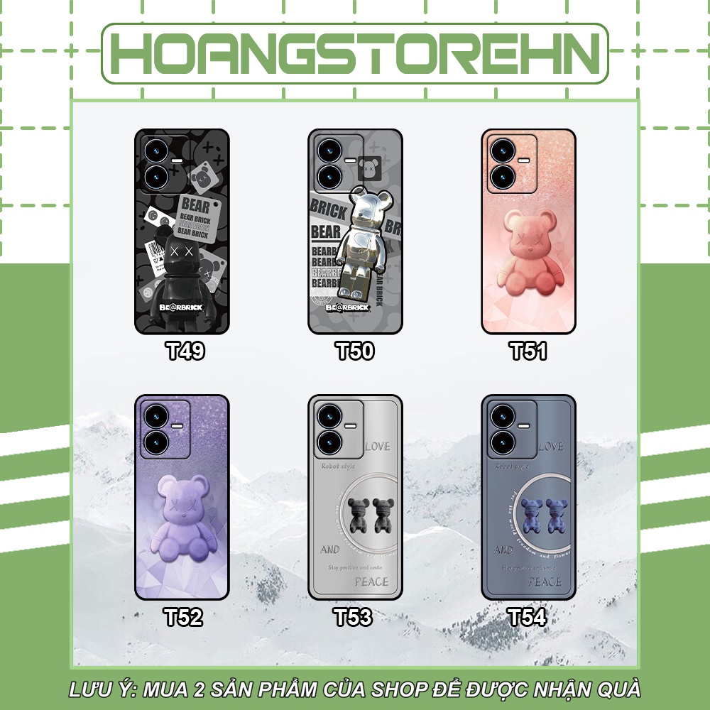 Ốp Vivo Y22s in hình Bearbrick dễ thương siêu đáng yêu