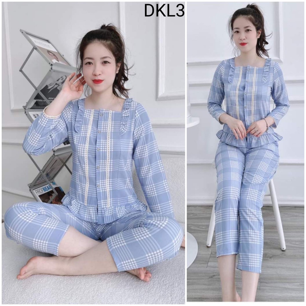(Bunnysky) Đồ bộ mặc nhà nữ, quần áo mặc nhà, đồ bộ sau sinh vải lụa mềm mịn không nhăn dài tay và cộc tay