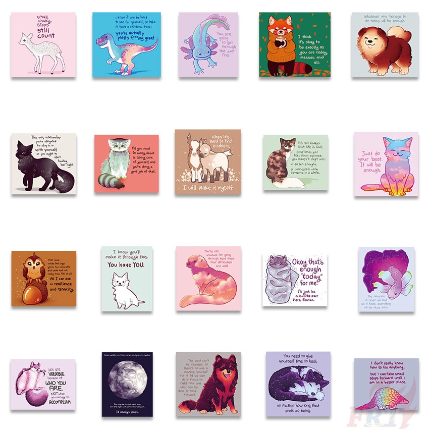 Bộ 100 / 100 Món Đồ Chơi Chất Lượng Cao ❉ Q Animal. Miếng Dán Trang Trí Thiết Kế Ngộ Nghĩnh ❉ Sticker Dán Tường Chống Thấm Nước Họa Tiết Doodle Hợp Thời Trang
