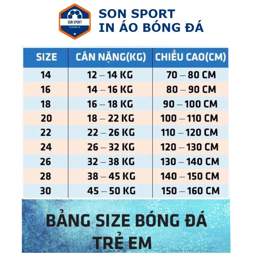 Bộ Quần Áo Bóng Đá Trẻ Em Thun Thái CLB M.U, Man.city, Chelsea, P.S.G..