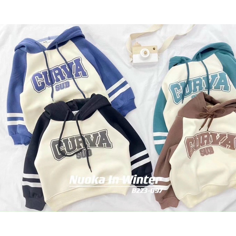 áo nỉ lông cho bé trai, áo hoodie nỉ lông curva mềm mịn dày đẹp từ 15-25 kg