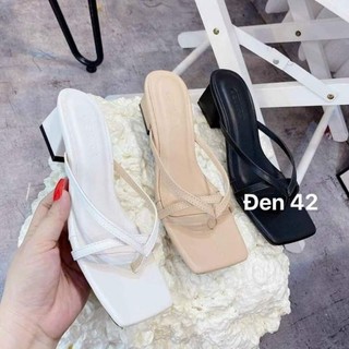 Giày dép guốc đế vuông 4 phân big size 35 đến 45 hình ảnh thật
