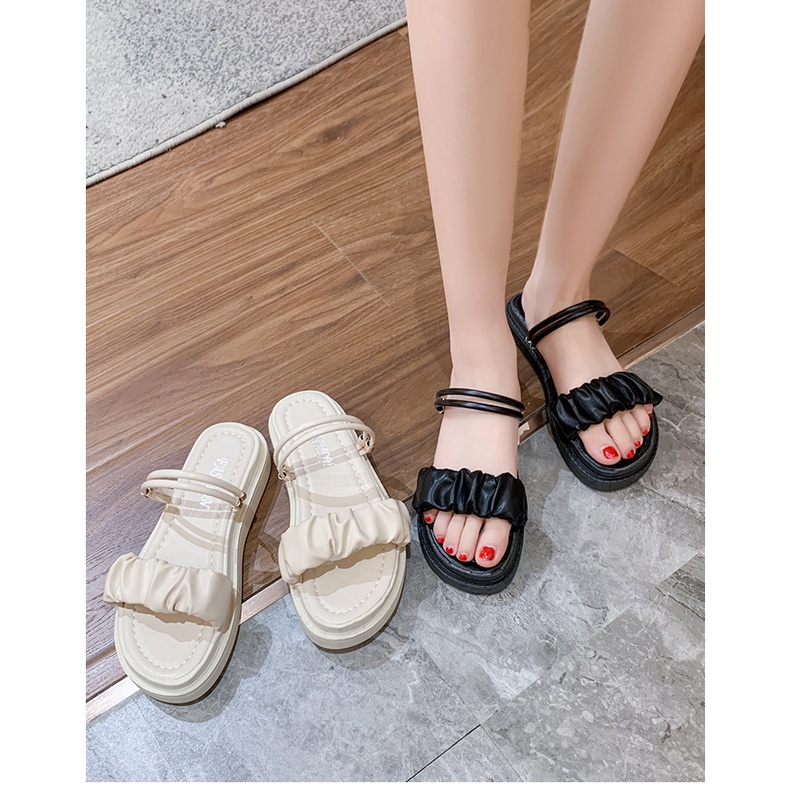 Sandal nữ đế BÁNH MÌ 3P QUAI NHÚN 2IN1 MANG 2 KIỂU siêu xinh SD-0323