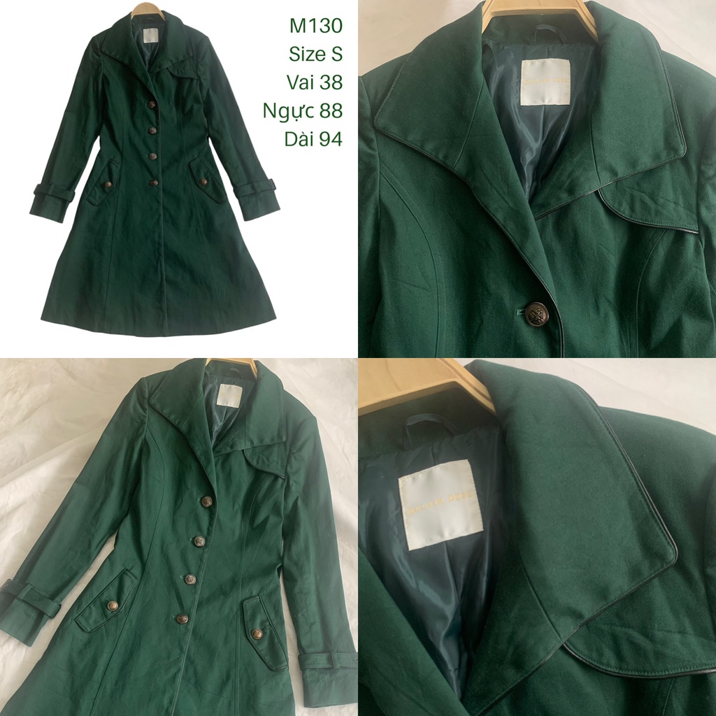 Áo khoác trench coat M130 dáng dài có độn vai nhẹ chất kaki 2 lớp dày dặn 2hand Hàn si tuyển ảnh thật