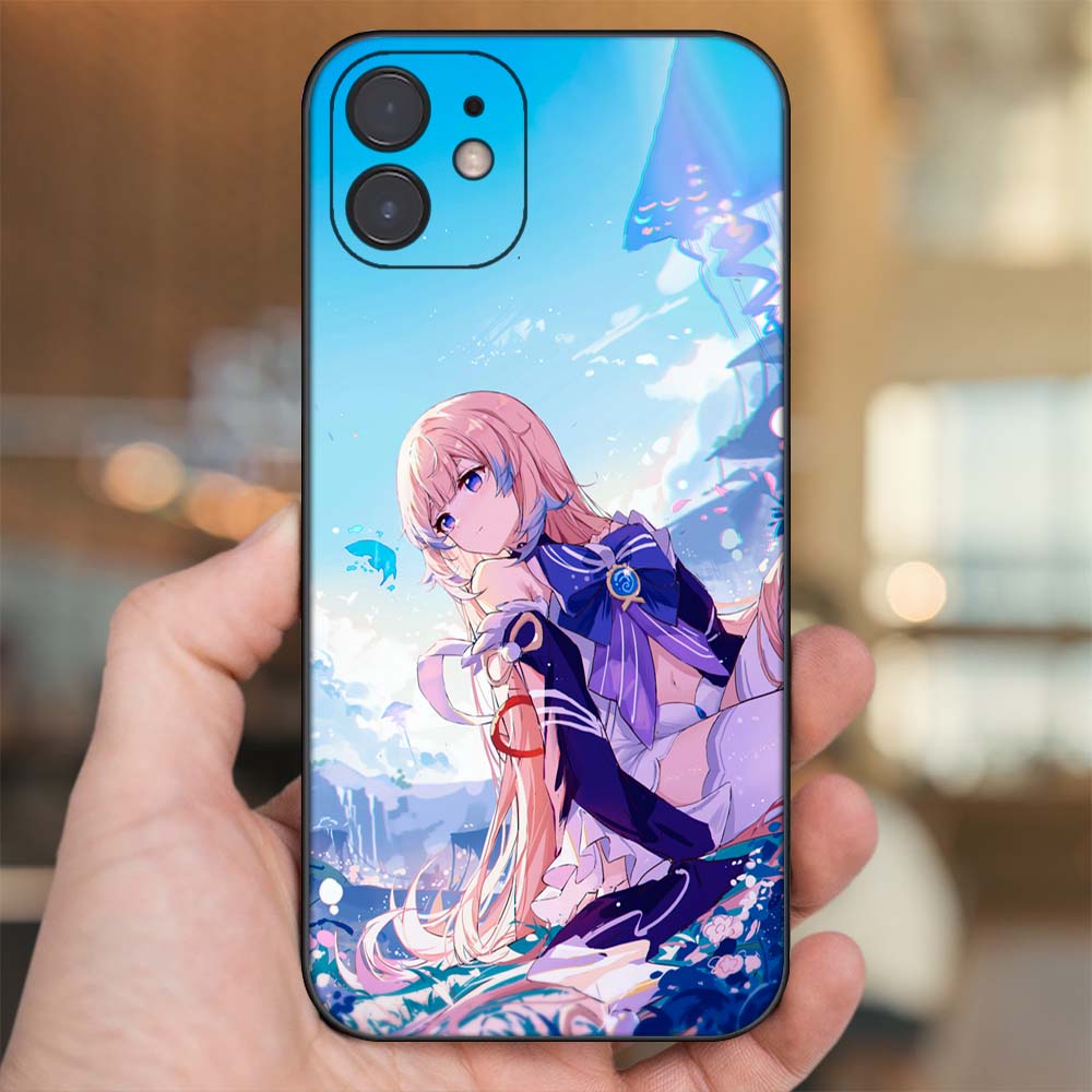 Ốp lưng iPhone 12 dẻo đen cạnh vuông in hình Sangonomiya Kokomi Genshin Impact