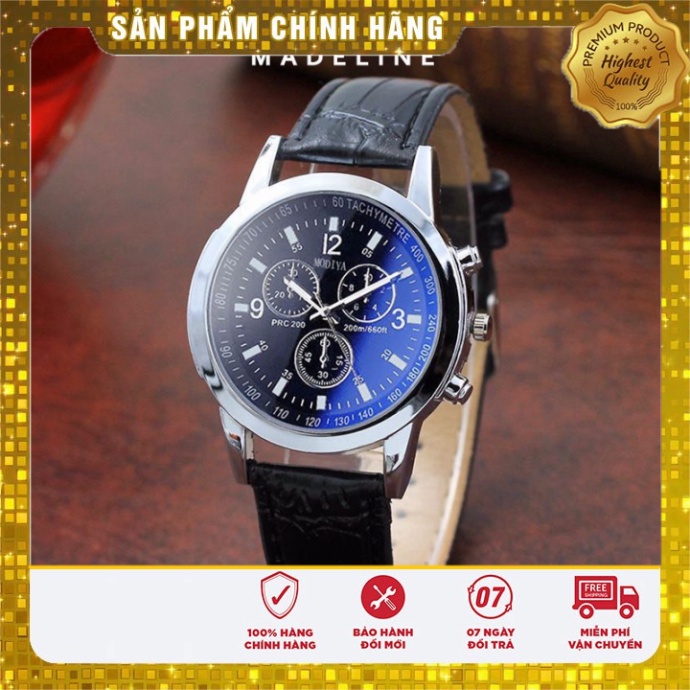 Đồng hồ giới tính Modya MD09 mặt ám xanh tuyệt đẹp, dây da mềm êm tay