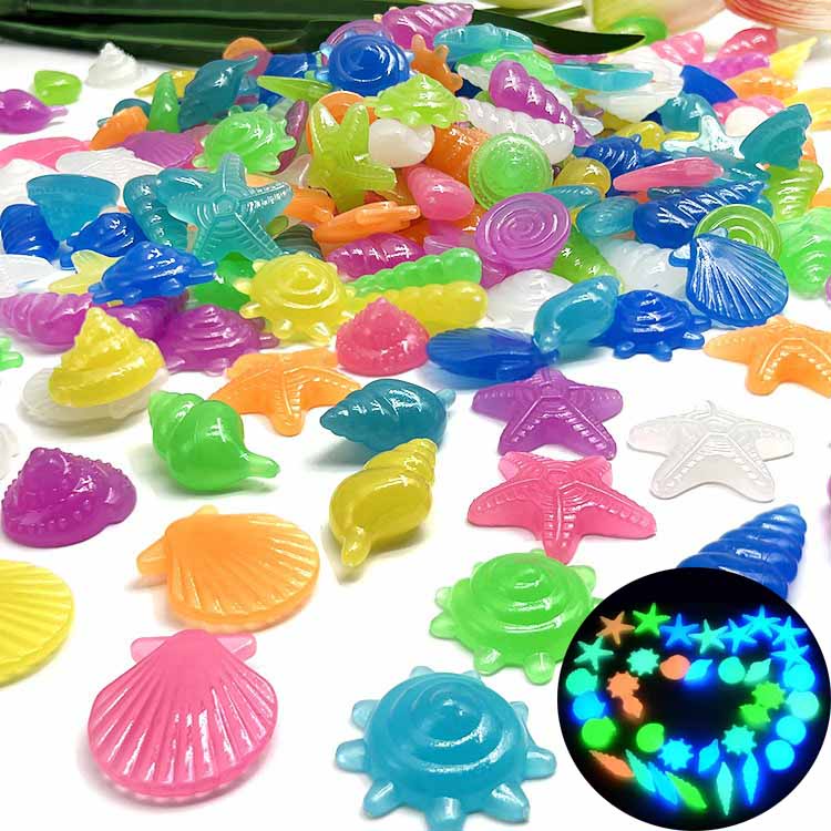 100pcs Viên đá dạ quang trang trí bể cá cảnh, sỏi trang trí bể cá, hạt đá phát sáng dùng cho trang trí bể cá đa năng