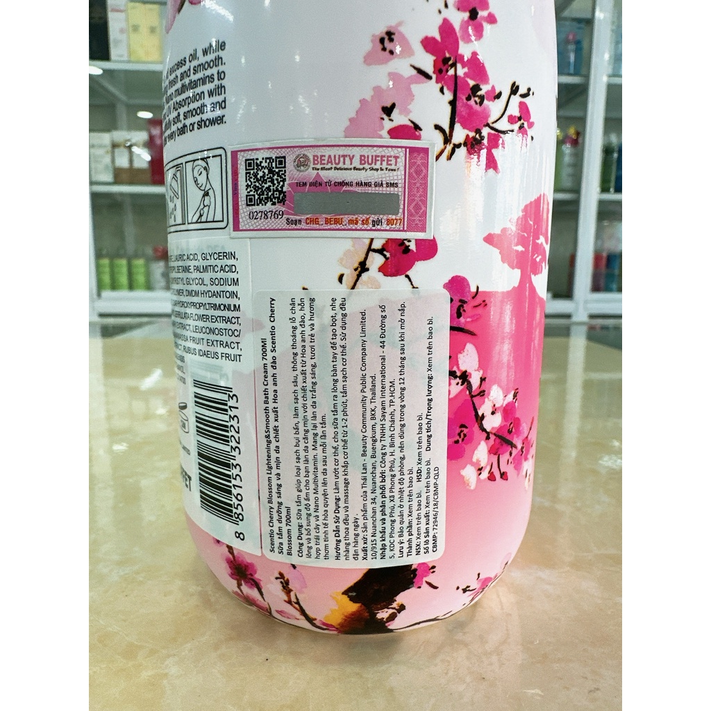 Sữa Tắm - Sữa Dưỡng Thể Dưỡng Ẩm Và Sáng Mịn Da Hương Hoa Anh Đào Scentio 700ml Chính Hãng Công Ty