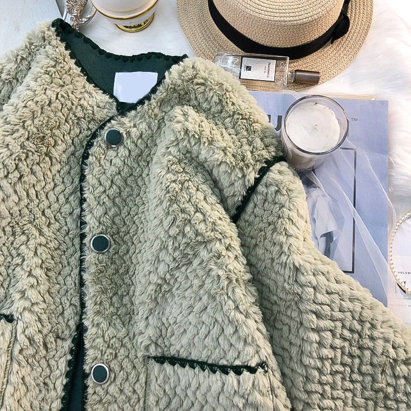 Áo Khoác Lông Cừu Dày Dáng Ngắn Kiểu Retro Pháp Thời Trang Thu Đông 2022 Cho Nữ