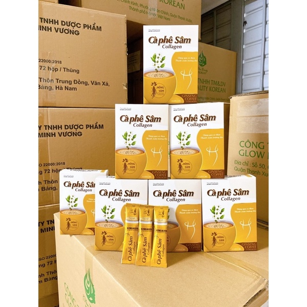 Cà Phê Sâm Collagen Giảm Mỡ Đẹp Da Chống Lão Hoá, Cân Bằng Nội Tiết Tố Hộp 12 gói.
