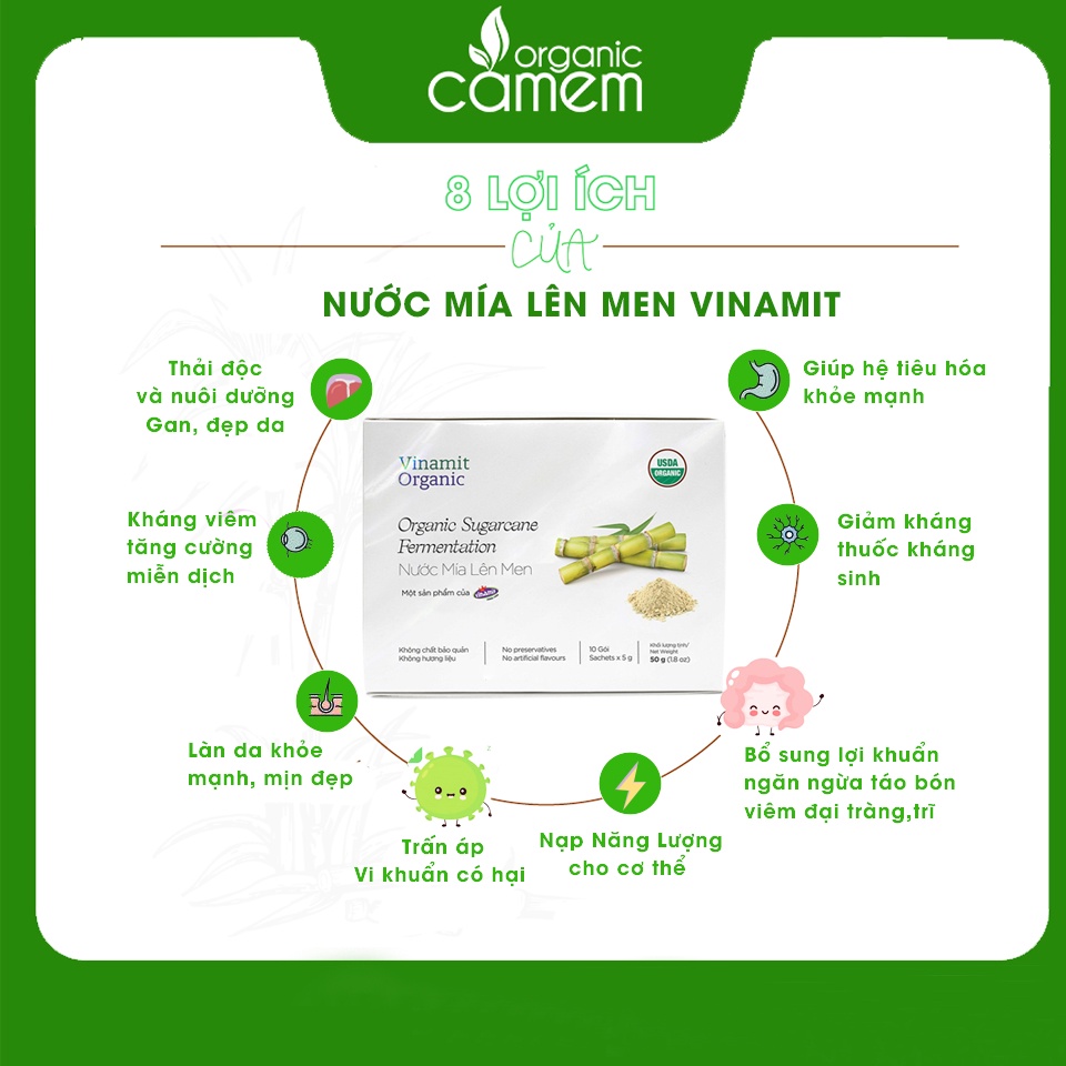 Nước Mía Lên Men Vinamit- Bổ sung lợi khuẩn cho đường ruột - ngăn ngừa táo bón