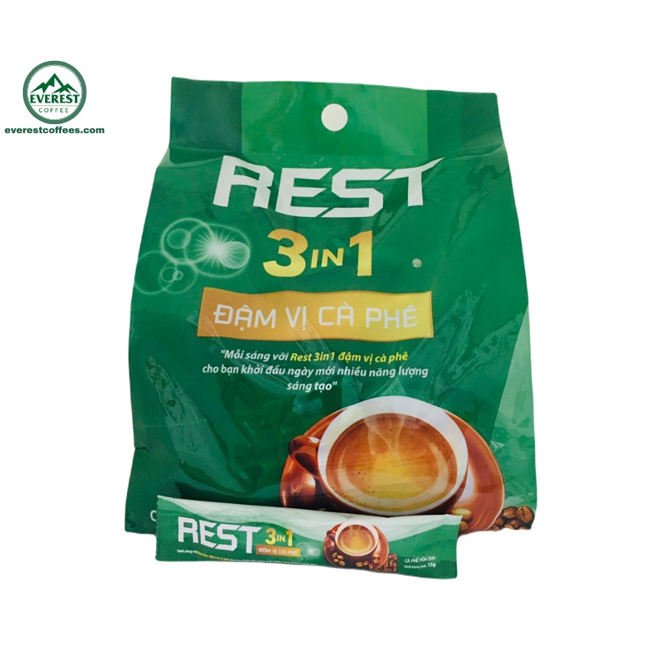 Cà Phê Hòa Tan Sữa REST 3iN1 EVEREST COFFEES. Khơi Nguồn Sáng Tạo Chất Lượng Quốc Tế. Set 50 và 100 gói