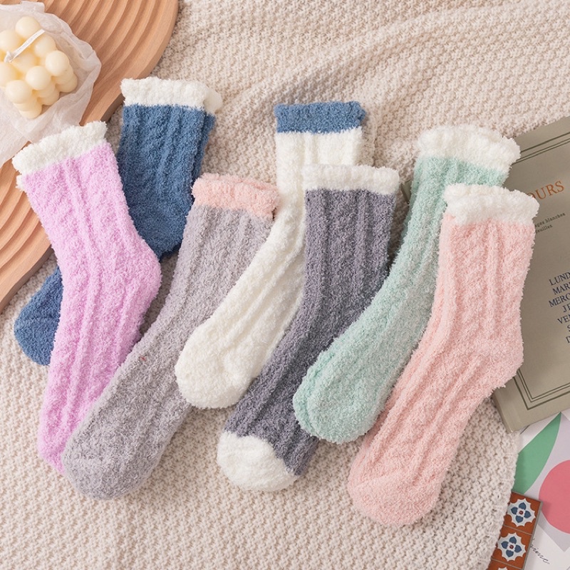 Vớ Lông Cừu San Hô Dày Dặn Giữ Ấm Mùa Thu Đông Phong Cách Nhật Bản Cho Nữ