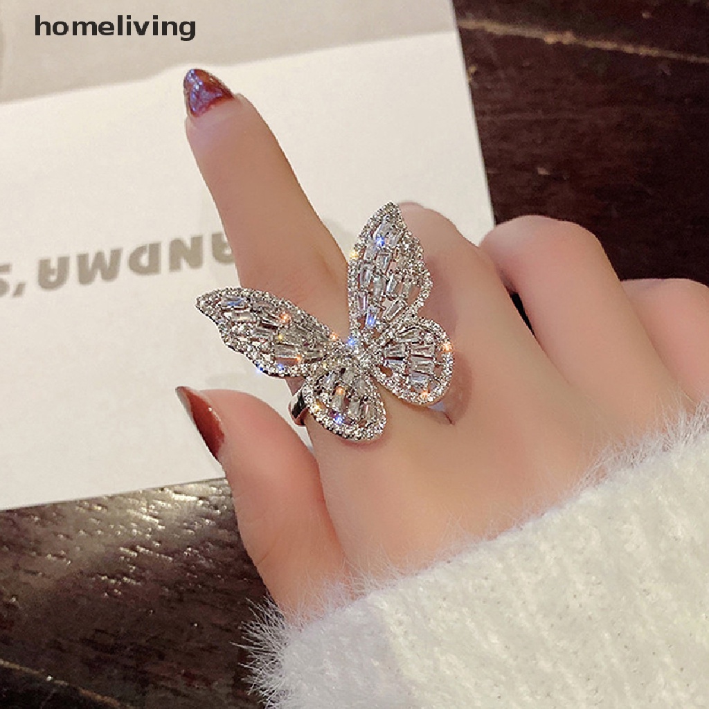 Nhẫn Hở Hình Bướm Đính Đá Zircon Thời Trang
