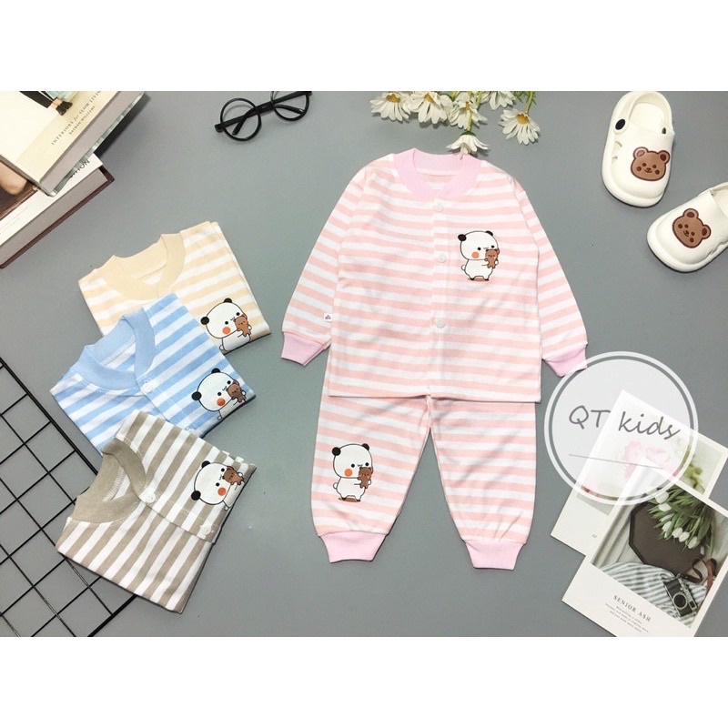Bộ dài tay nỉ kẻ cao cấp cho bé