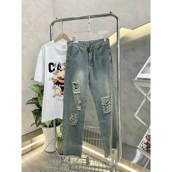 Quần baggy jeans ống suông màu lạ siêu đẹp