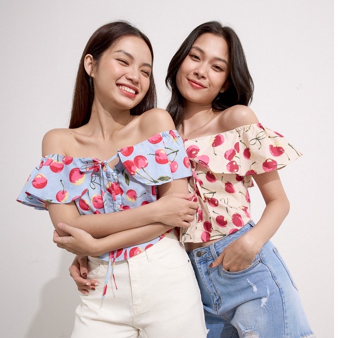 Áo Maybi ôm cotton in tay bèo