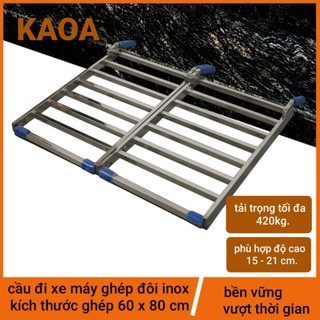 Thang dắt xe máy ghép đôi inox. KT 60x80 cm