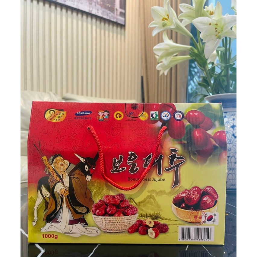 Táo Đỏ Sấy Khô Hàn Quốc Boeun Loess Jujube 1kg (Hộp quà tặng)