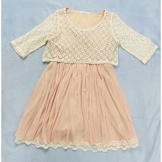 đầm xịn thiết kế tiểu thư dáng xoè phối ren lót full váy siêu cute mới 90% - thanh lý pass váy 2hand