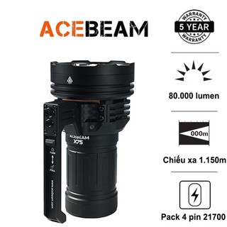 Đèn pin acebeam x75 độ sáng 80.000 lumen chiếu xa 1150 mét cổng sạc usb c kiêm power bank