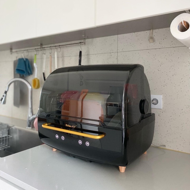 Máy Sấy Và Tiệt Trùng Chén Bát Heimchef nội địa Hàn Quốc, màu đen trắng, Bảo Hành 12 Tháng