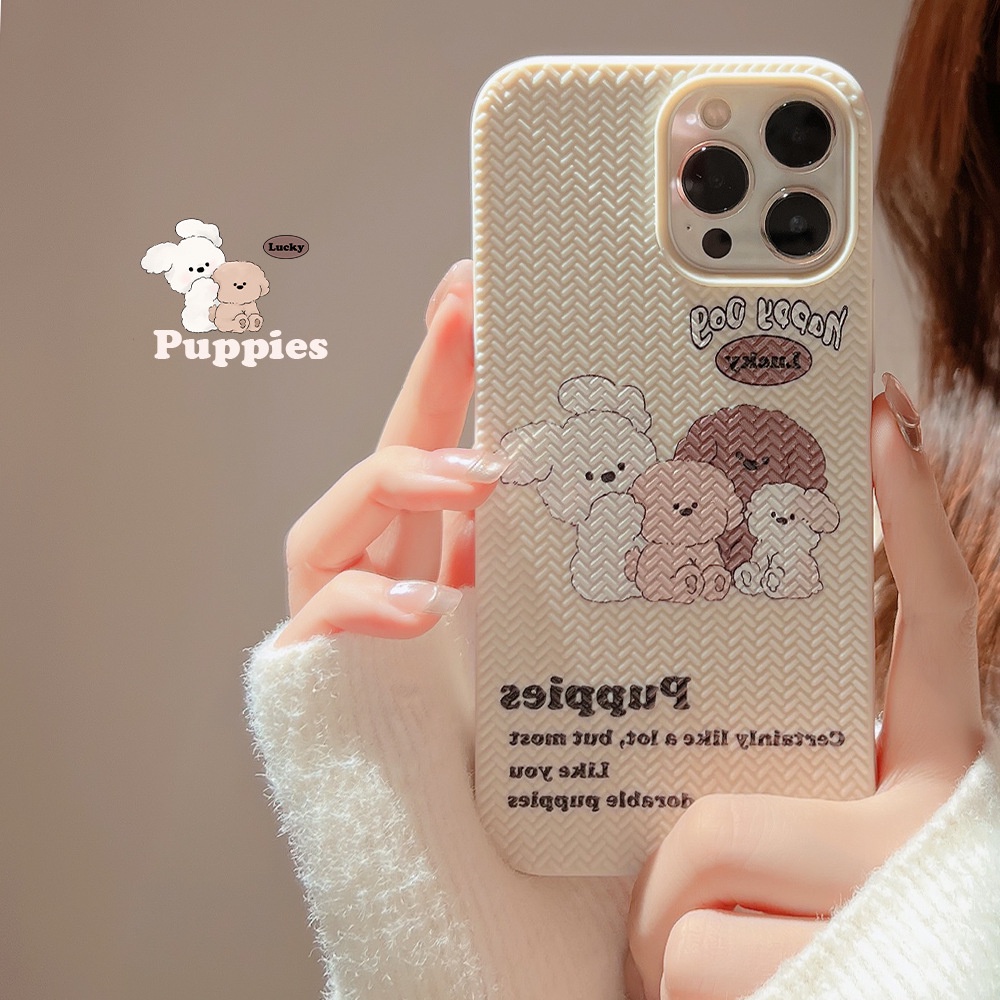 Ốp lưng iphone họa tiết dệt kim hình cún cho Iphone 7 8 Plus SE X XS XS Max 11 12 13 14 Pro Max