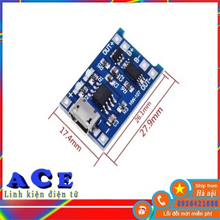 Mạch sạc pin 1 cell 18650 có bảo vệ pin