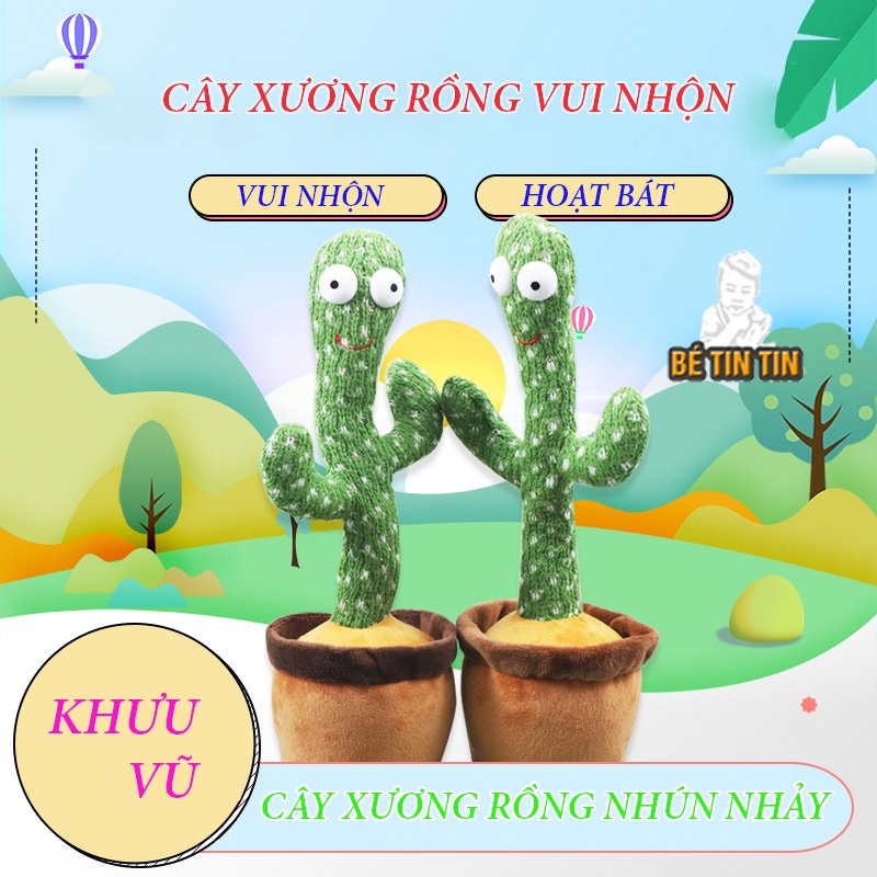Đồ chơi Xương rồng nhảy múa, nhại tiếng, có nhạc 120 bài nhạc, có usb sạc pin (PHIÊN BẢN TIẾNG VIỆT-GHI ÂM)