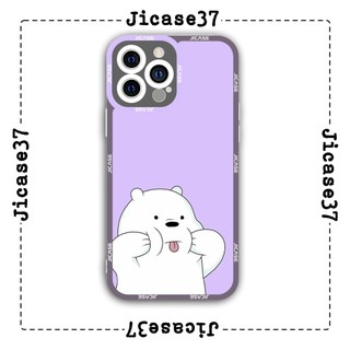 Ốp lưng iphone và samsung xiaomi oppo cạnh vuông Jicase gấu trắng