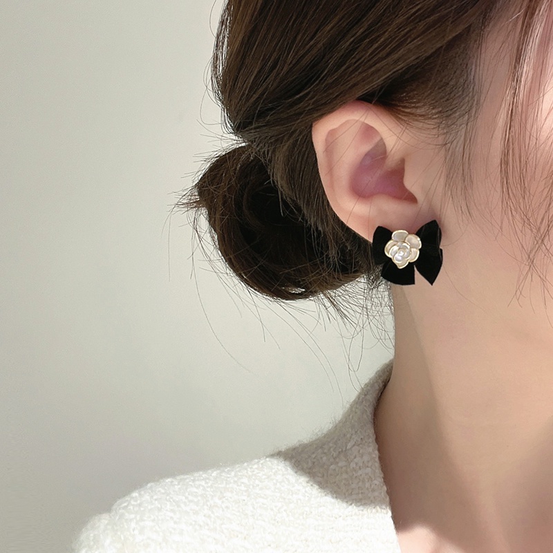 Bông Tai Mạ Bạc 925 Hình Nơ Đính Hoa Trà Xinh Xắn Thời Trang Cao Cấp Cho Nữ