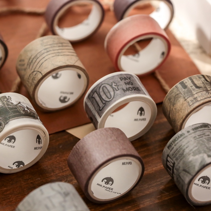 Mr. Paper 4 phong cách  20 khối/hộp  Băng phù hợp  Retro đơn giản  Đa chủ đề  Nhiều kích thước  Tài liệu tài liệu  Ảnh ghép hình  Băng keo