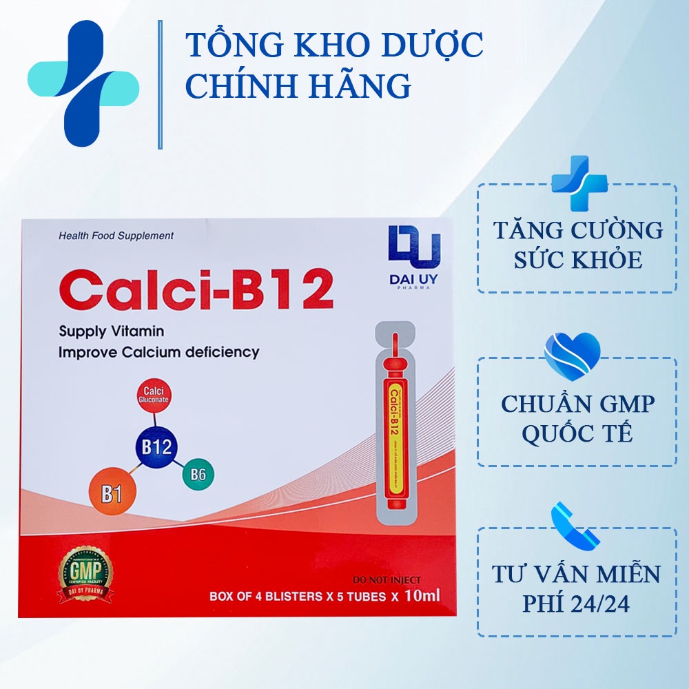 Calci B12 ống nhựa -bổ sung vitamin cải thiện tình trạng thiếu canxi (h/20 ống )