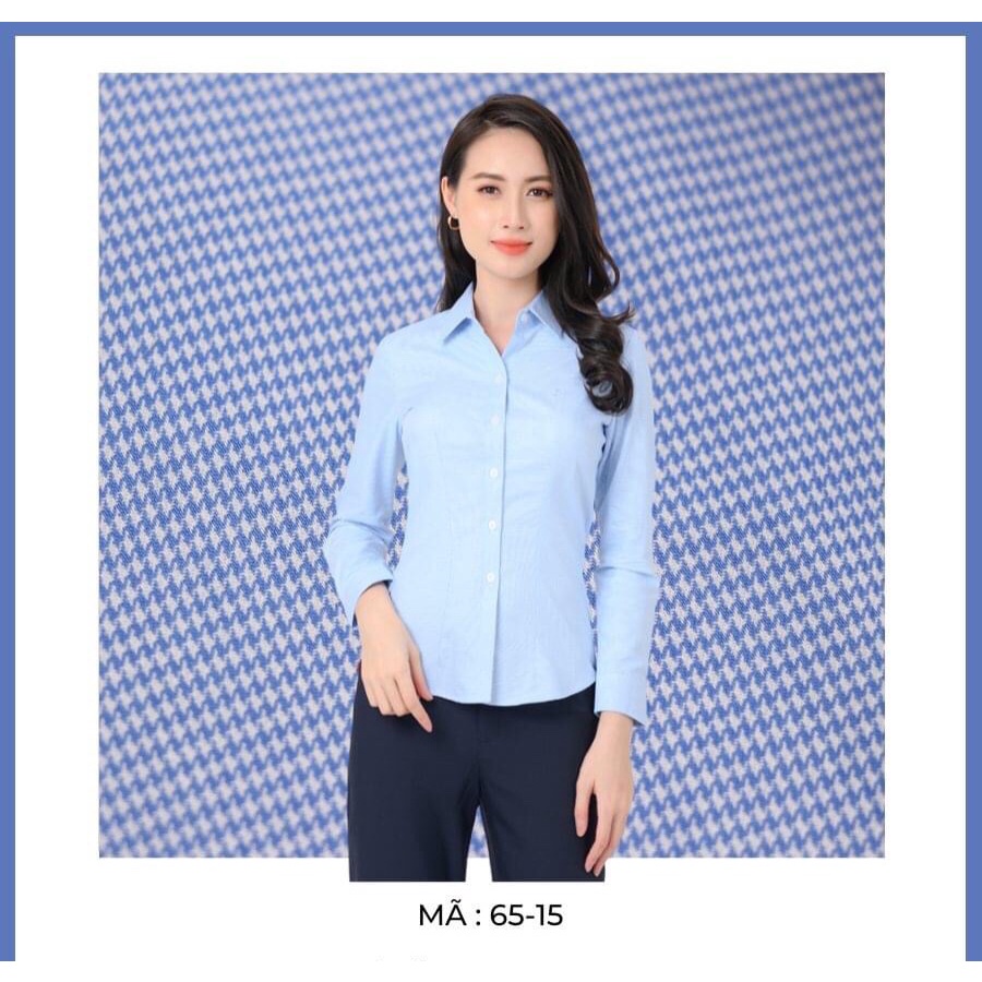 Áo Thái Hòa 65 màu xanh vải sợi tre caro nhuyễn thoáng mát