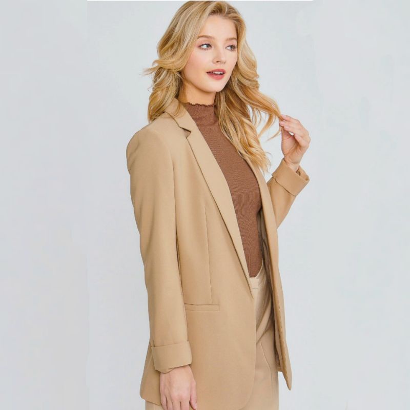 {04 màu} Áo blazer dáng dài tay gập Love Tree xuất Âu (có sẵn)