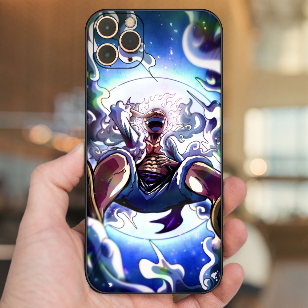 Ốp lưng iPhone 11 Pro Max dẻo đen cạnh vuông in hình Luffy Gear 5 Nika One Piece Đảo Hải Tặc