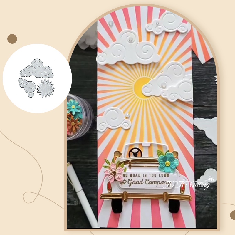 Khuôn Cắt Giấy Kim Loại Hình Mặt Trời Và Đám Mây