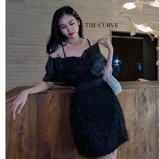 Đầm lông rớt vai
