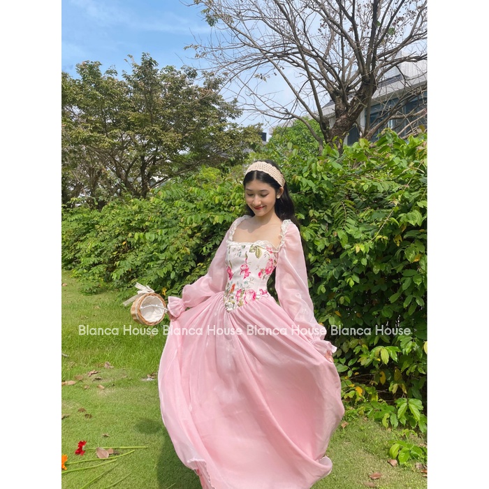 Đầm tơ hoa hồng tiểu thư Isabella dress