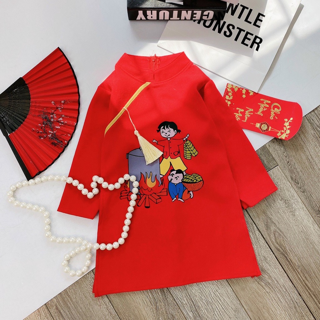 Áo Dài Cách Tân Bé Trai Size Nhỏ Chất Nhung Cao Cấp Mẫu Mới Tết 2023